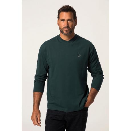 JP1880  T-shirt collection Basic, manches longues et col en V vert pin 