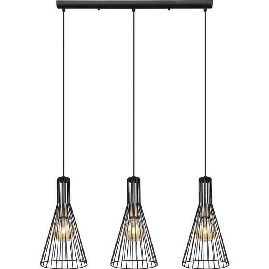 mutoni Lampe à suspension métal noir 3xE27  