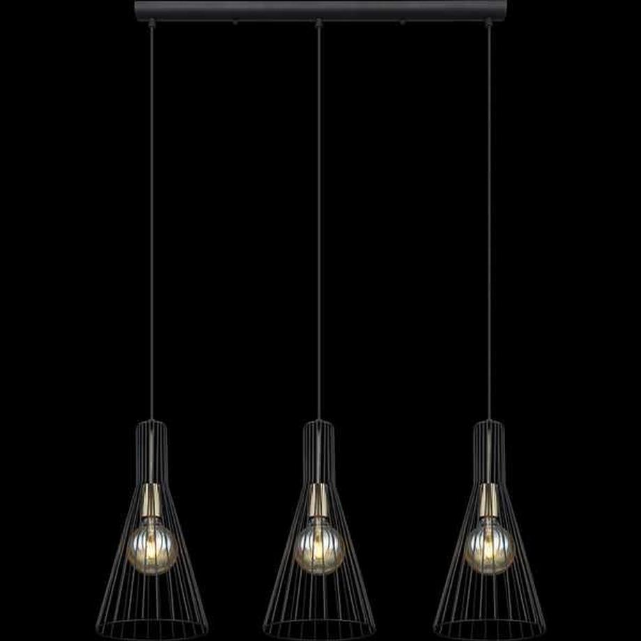 mutoni Lampe à suspension métal noir 3xE27  