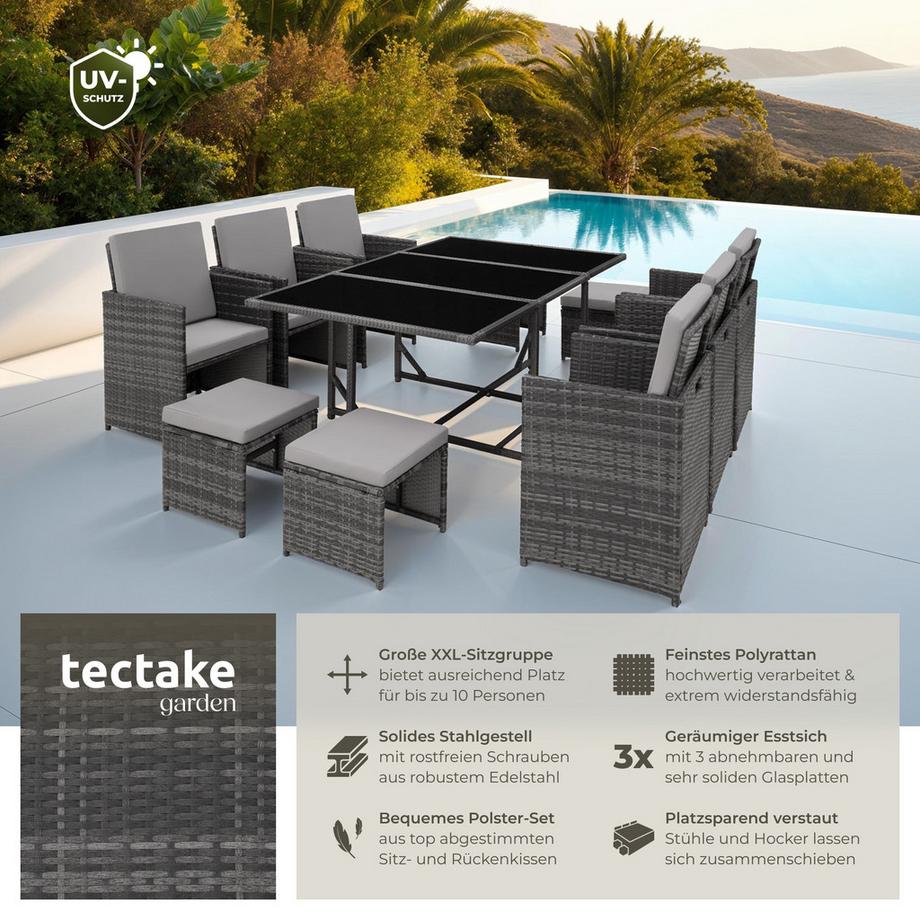 Tectake Salon de jardin MALAGA pour 6 à 10 personnes  