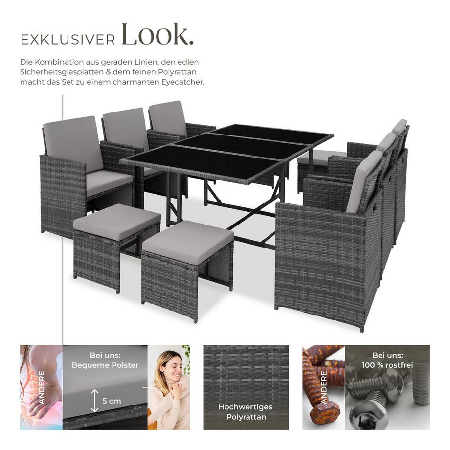 Tectake Salon de jardin MALAGA pour 6 à 10 personnes  