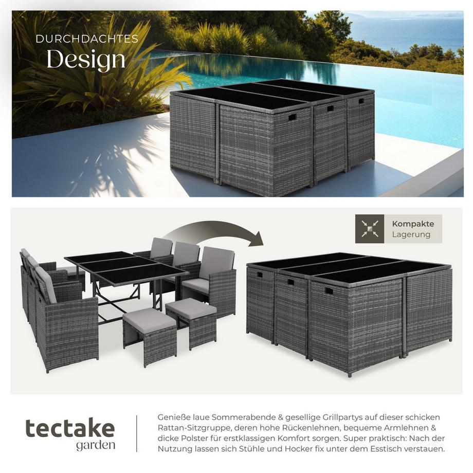 Tectake Salon de jardin MALAGA pour 6 à 10 personnes  