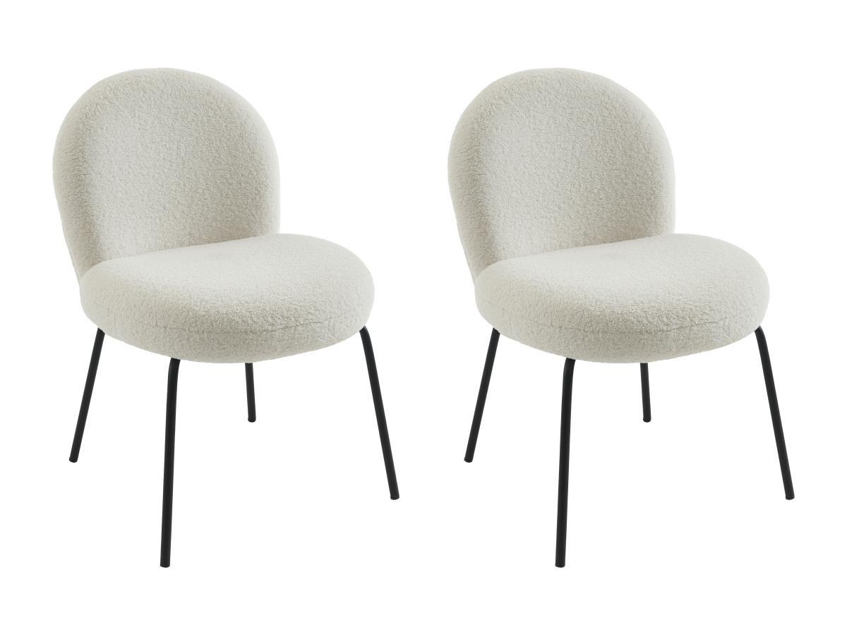 PASCAL MORABITO Lot de 2 chaises en tissu bouclette et métal noir - Crème - CURLYN de Pascal Morabito  