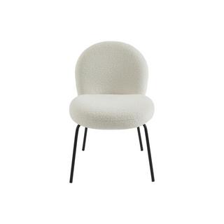 PASCAL MORABITO Lot de 2 chaises en tissu bouclette et métal noir - Crème - CURLYN de Pascal Morabito  