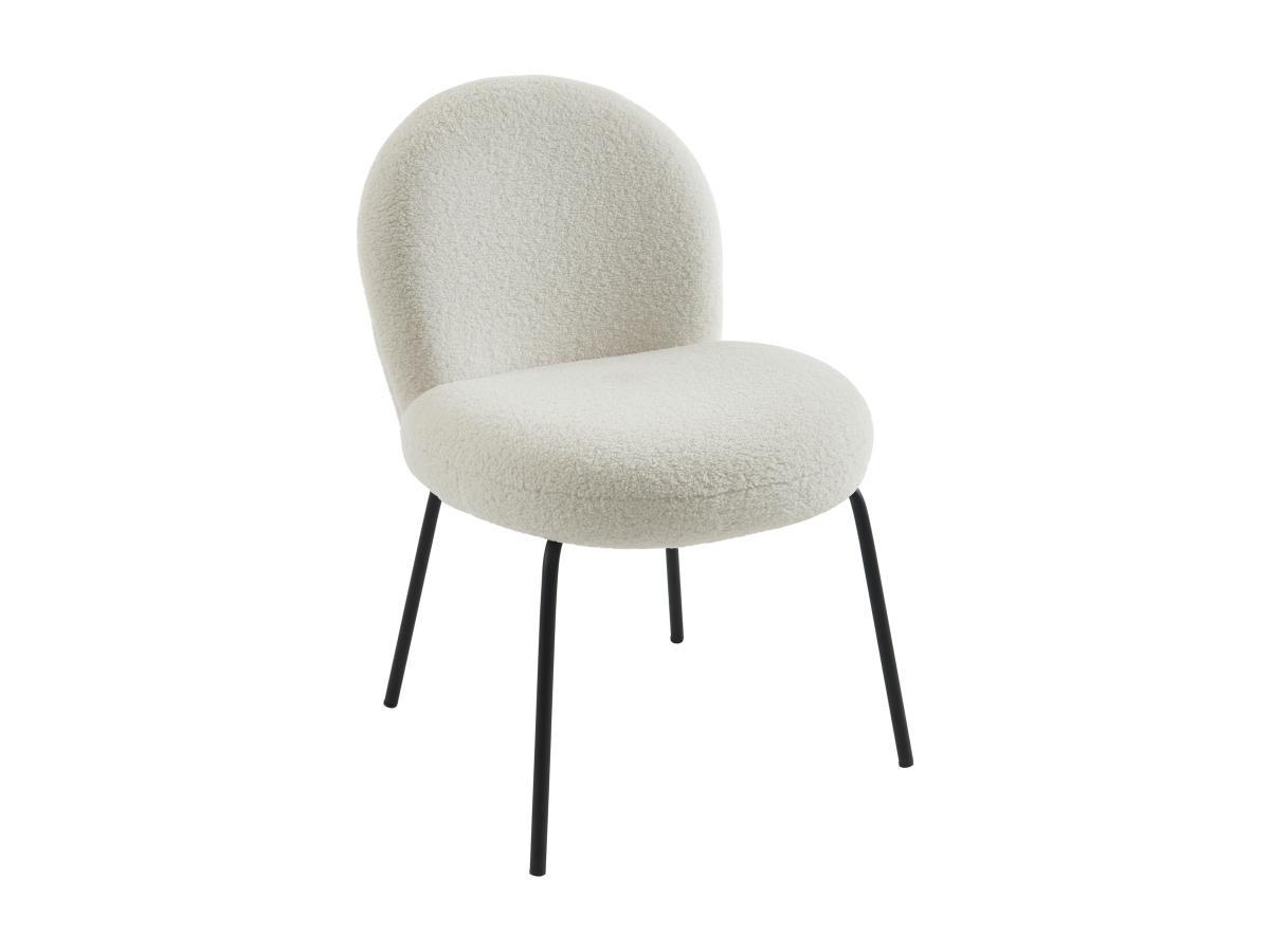 PASCAL MORABITO Lot de 2 chaises en tissu bouclette et métal noir - Crème - CURLYN de Pascal Morabito  