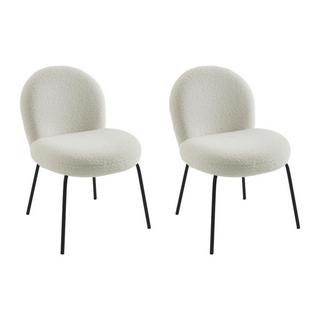 PASCAL MORABITO Lot de 2 chaises en tissu bouclette et métal noir - Crème - CURLYN de Pascal Morabito  