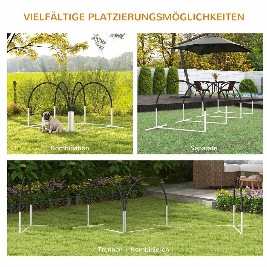Northio  Hunde Agility Set, 4Er-Set Hundetraining Mit Slalomstangen, Agility-Ausrüstung Für Hunde Mit Tragetasche Aus Oxford, Schwarz 