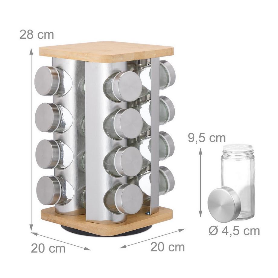 B2X Carrousel à épices rotatif avec 16 verres  