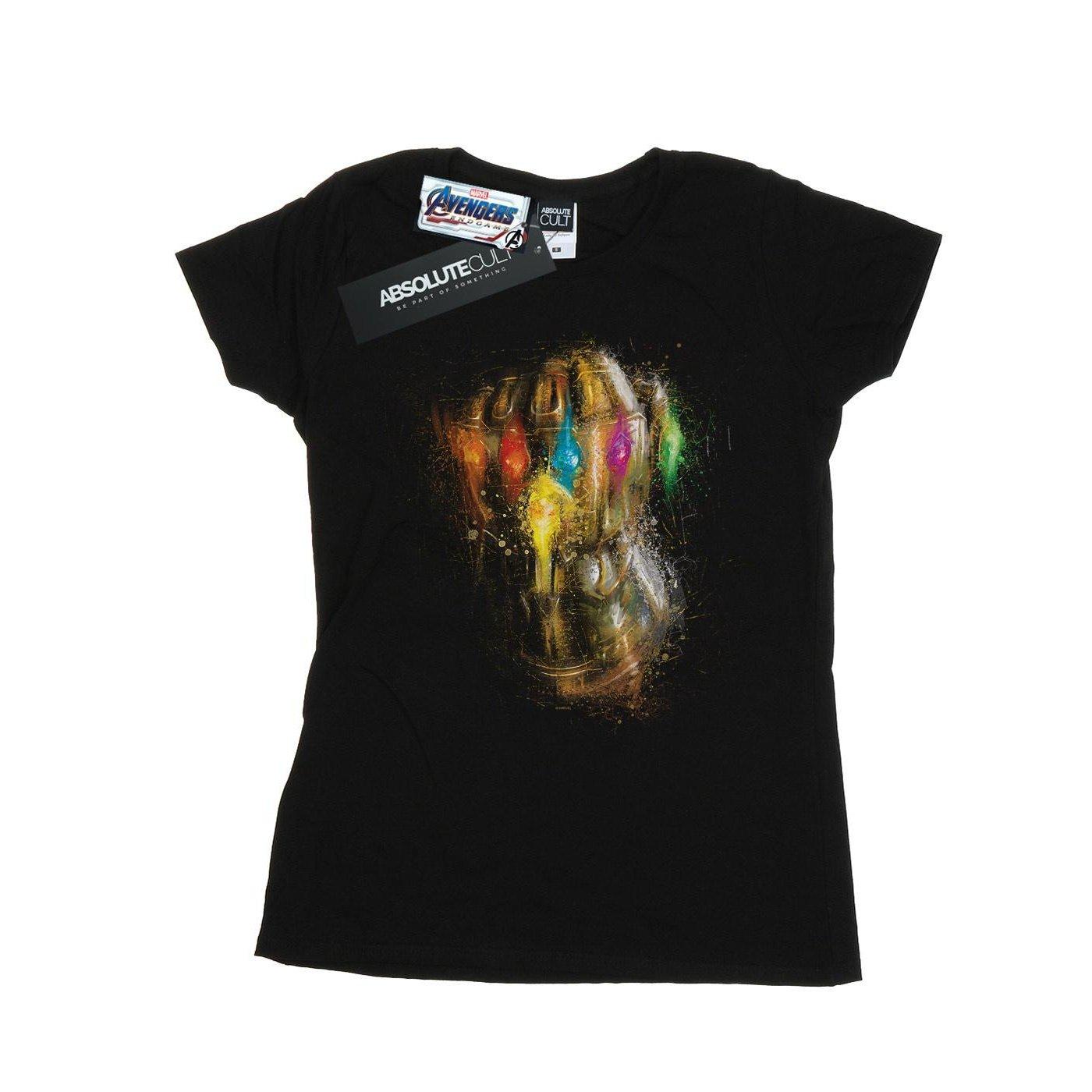 Image of Avengers Endgame Infinity Gauntlet Splatter Tshirt Damen Schwarz L