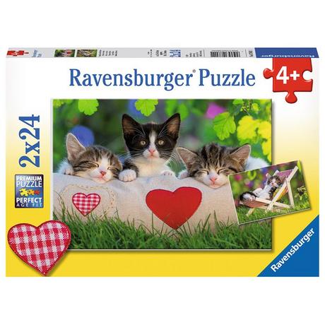 Ravensburger  Puzzle Verschlafene Kätzchen (2x24) 