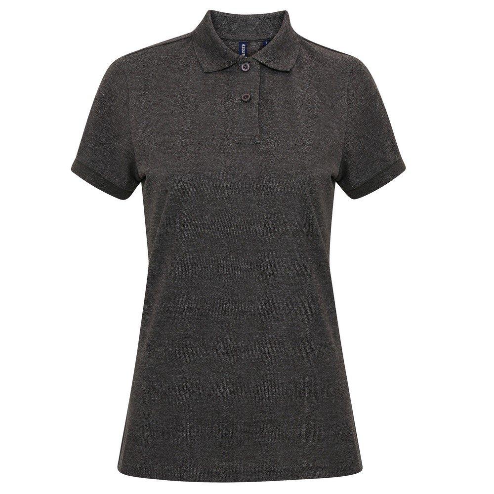Image of Kurzarm Performance Blend Polo Shirt Damen Charcoal Black XL