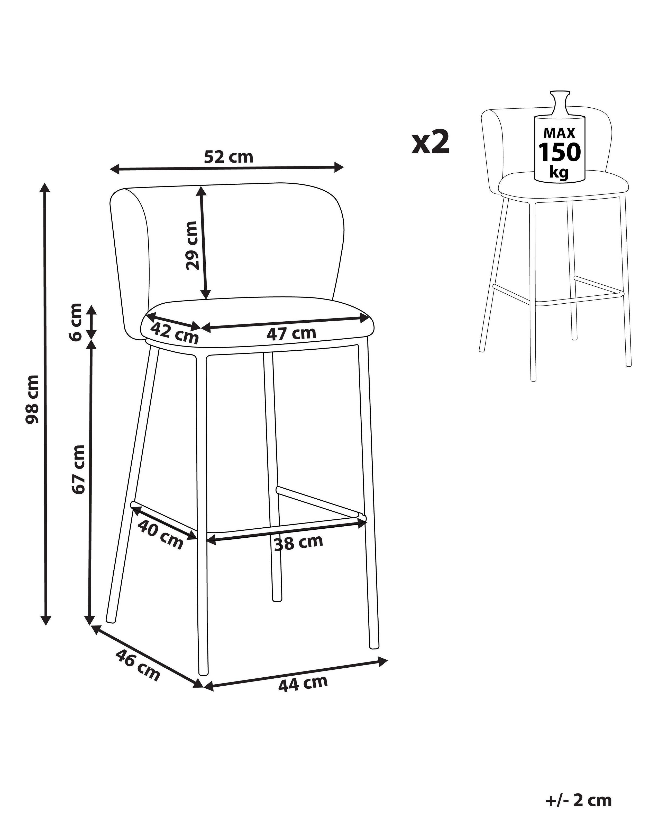 Beliani Lot de 2 chaises de bar en Polyester Moderne MINA  