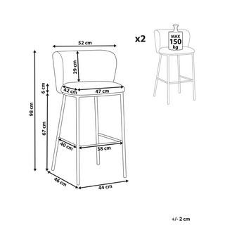 Beliani Lot de 2 chaises de bar en Polyester Moderne MINA  