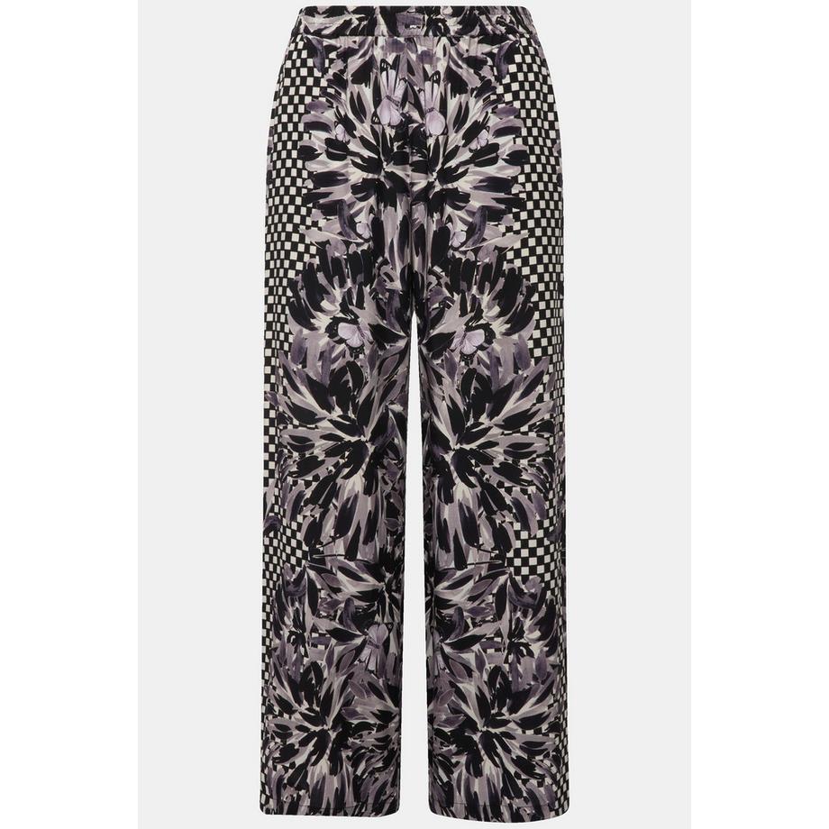 Ulla Popken Pantalon Palazzo Jambe Large Imprimé Floral  