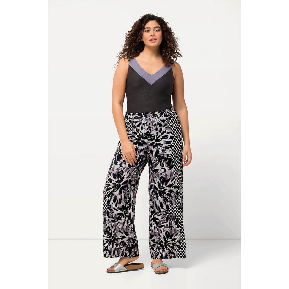 Ulla Popken Pantalon Palazzo Jambe Large Imprimé Floral  
