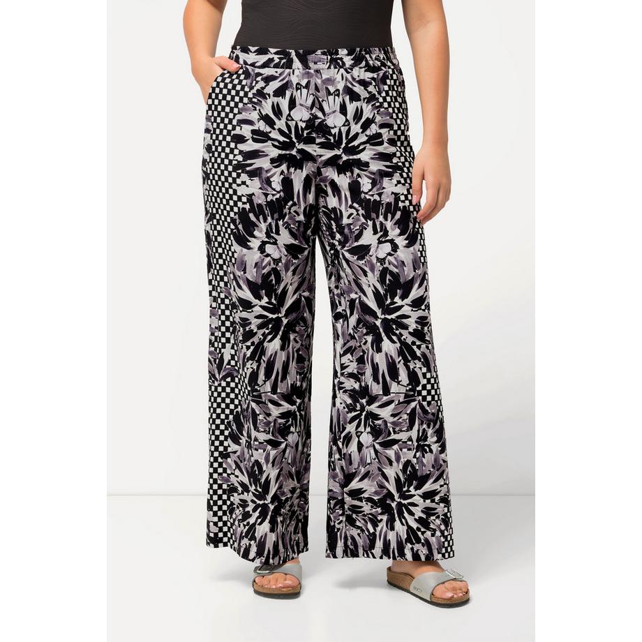 Ulla Popken Pantalon Palazzo Jambe Large Imprimé Floral  