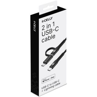 Celly  Cavo 2 in 1 USB-C - USB-C/Lightning 60W 1m Nero 