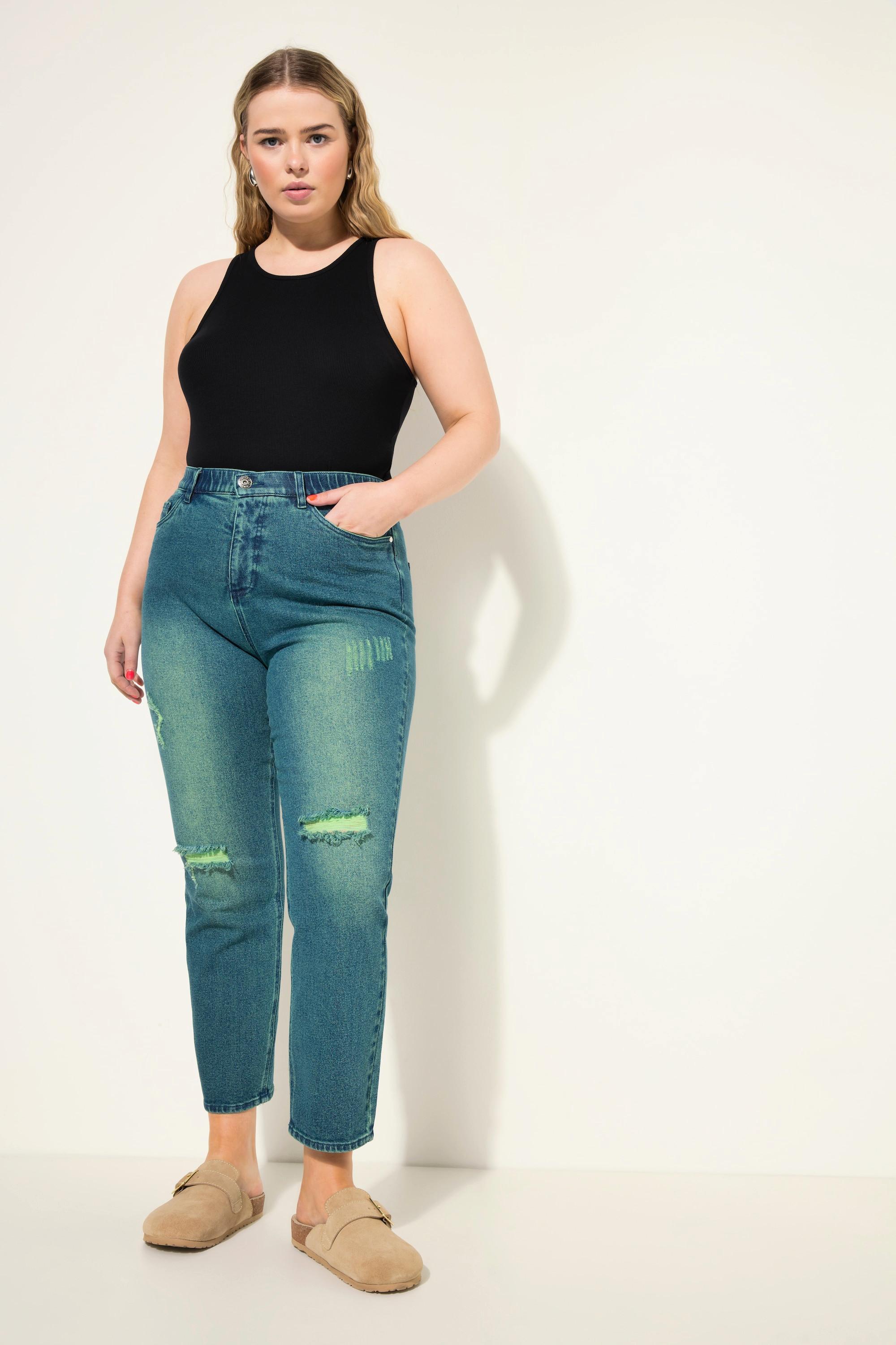 Studio Untold  Mom-Jeans, Wide Legs, Neon destroyed, 5-Pocket 