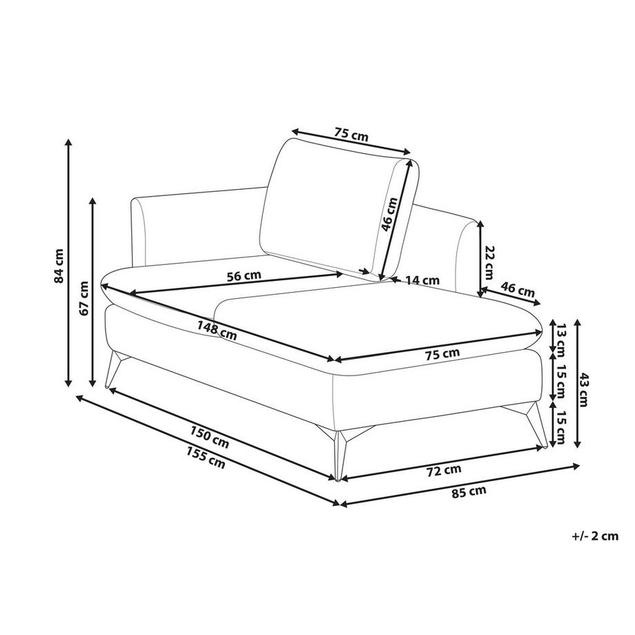 Beliani Linksseitige Chaiselongue aus Stoff  SIEVOZ  