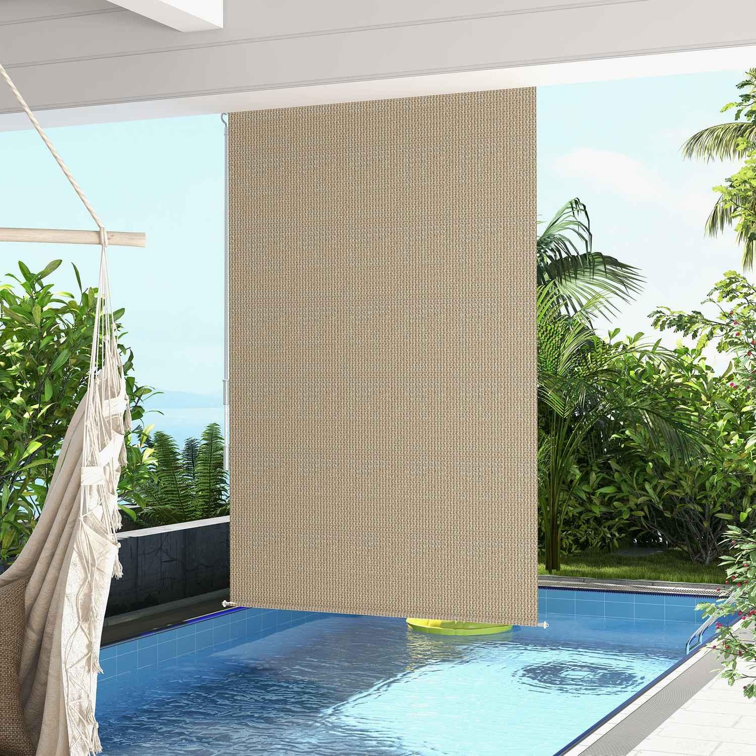 Northio Store enrouleur vertical pour balcon avec manivelle, store enrouleur extérieur 120 x 185 cm, store occultant, brise-vue pour pavillon, jardin, beige  