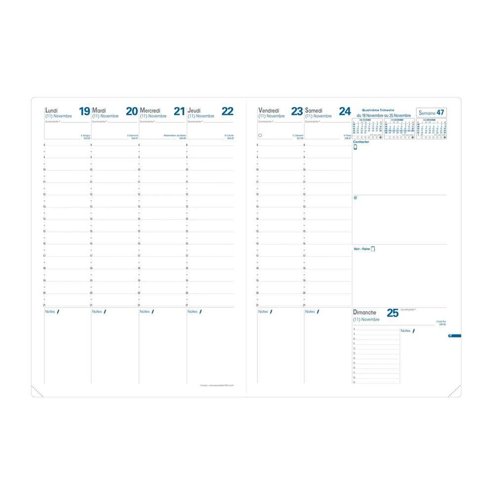 QUO-VADIS Quo Vadis - Agenda - 2025 - Consul - Semainier Planning - Français - Impala - Bleu - 13 mois de décembre à décembre - 21x29,7 cm - Papier Clairefontaine blanc - Fabrication française  