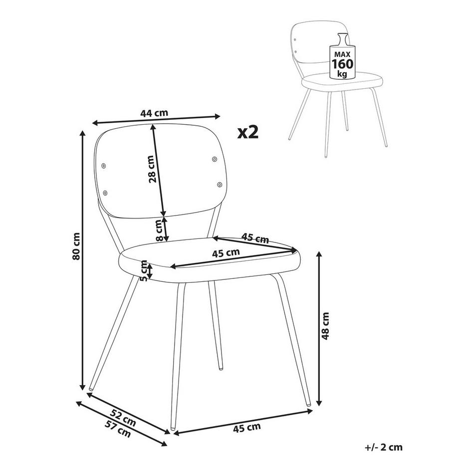 Beliani Set di 2 sedie da pranzo en Bouclé Scandinavo EILEEN  