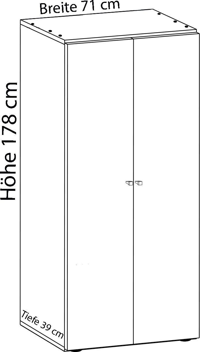 VCM Büroschrank mit 5 Fächern | moderner Aktenschrank mit Drehtüren | Maße ca. B. 70 x  H. 178 x T. 40 cm – Vandol  