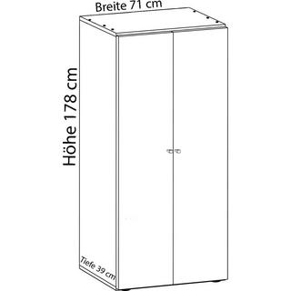 VCM Büroschrank mit 5 Fächern | moderner Aktenschrank mit Drehtüren | Maße ca. B. 70 x  H. 178 x T. 40 cm – Vandol  