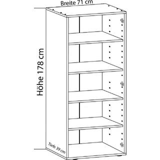 VCM Büroschrank mit 5 Fächern | moderner Aktenschrank mit Drehtüren | Maße ca. B. 70 x  H. 178 x T. 40 cm – Vandol  