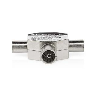 Nedis  Adaptateur Satellite & Antenne | 2x Coax mâle | IEC (Coax) femelle | Nickelé | 75 Ohm | Séparateur en T | Métal | Blanc | 1 pc. | Boîtier 