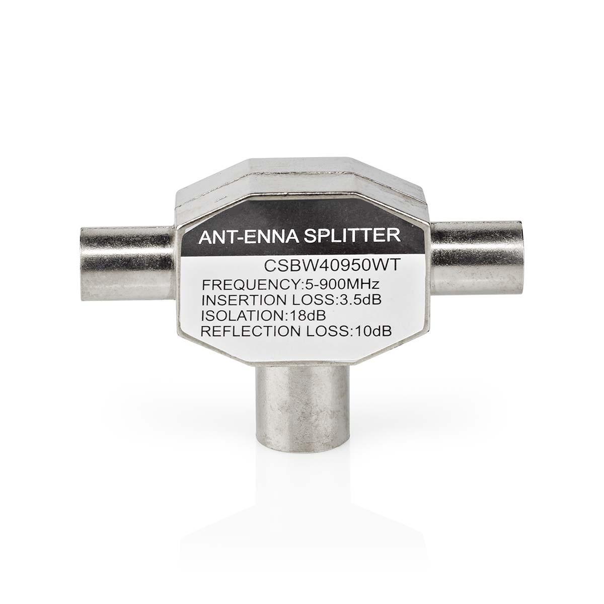 Nedis  Adaptateur Satellite & Antenne | 2x Coax mâle | IEC (Coax) femelle | Nickelé | 75 Ohm | Séparateur en T | Métal | Blanc | 1 pc. | Boîtier 