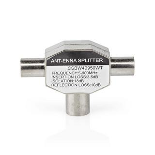 Nedis  Adaptateur Satellite & Antenne | 2x Coax mâle | IEC (Coax) femelle | Nickelé | 75 Ohm | Séparateur en T | Métal | Blanc | 1 pc. | Boîtier 