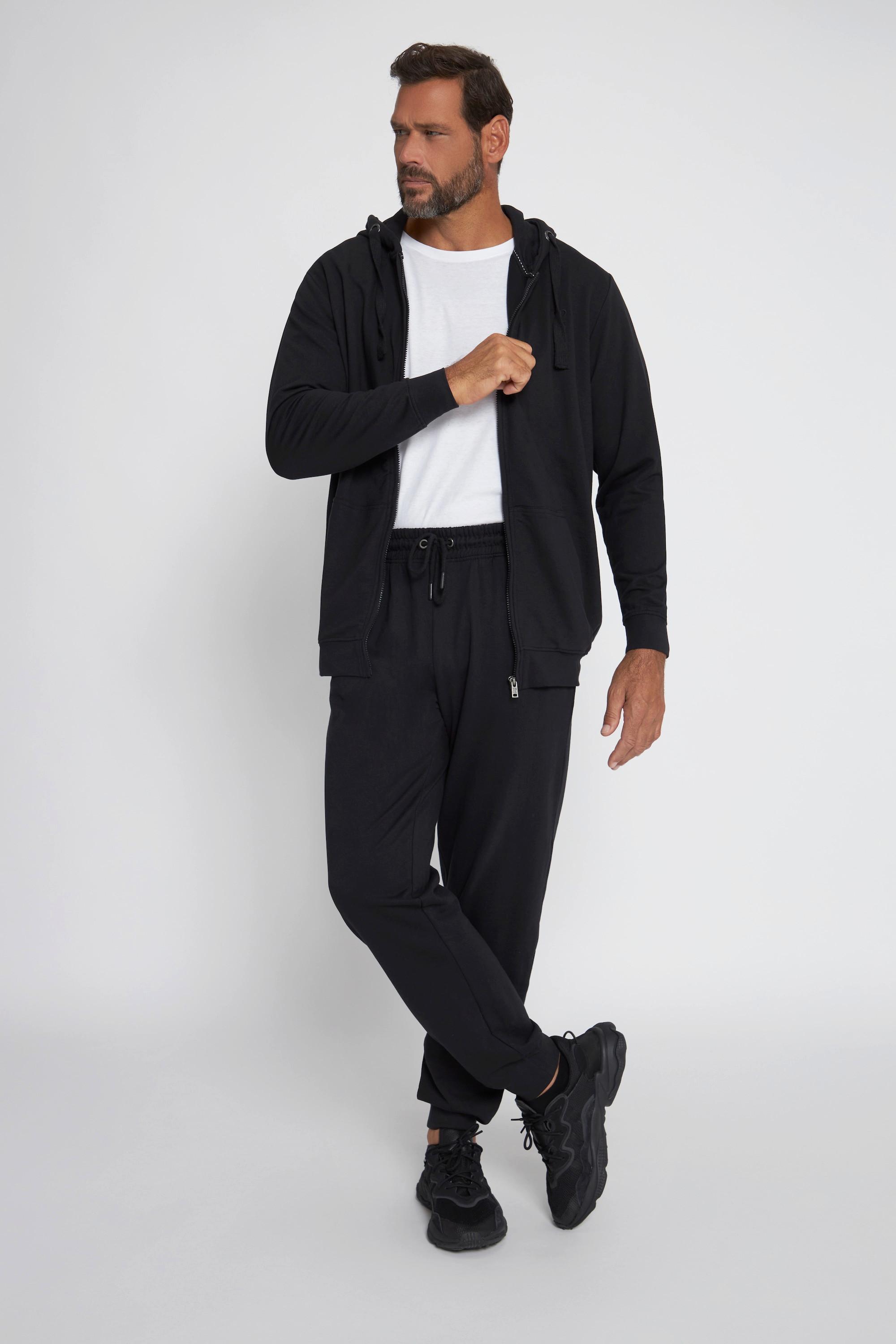 JP1880  Tenue de jogging, Homewear, 2 pièces, veste à capuche et pantalon noir 