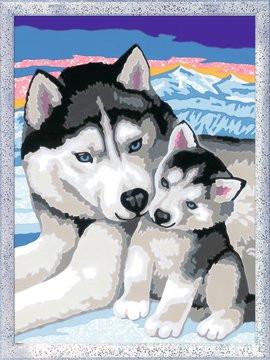 Ravensburger  Malen nach Zahlen Husky Kuss 