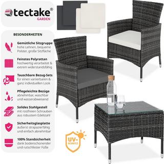 Tectake Set in rattan Lucerna 2 + 1 inclusi rivestimenti in 2 colori  