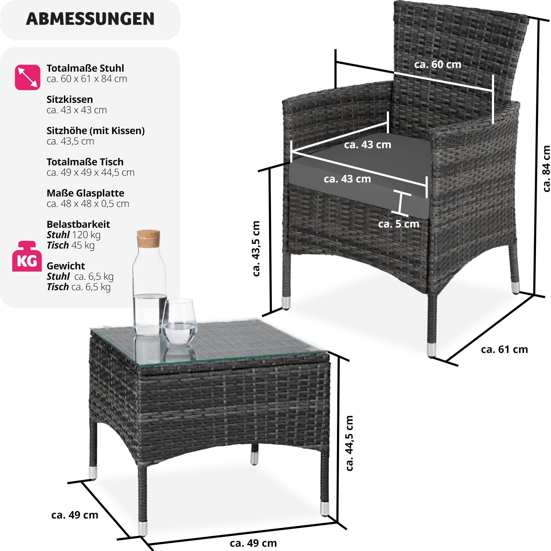 Tectake Set in rattan Lucerna 2 + 1 inclusi rivestimenti in 2 colori  