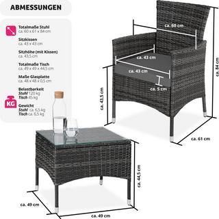 Tectake Set in rattan Lucerna 2 + 1 inclusi rivestimenti in 2 colori  