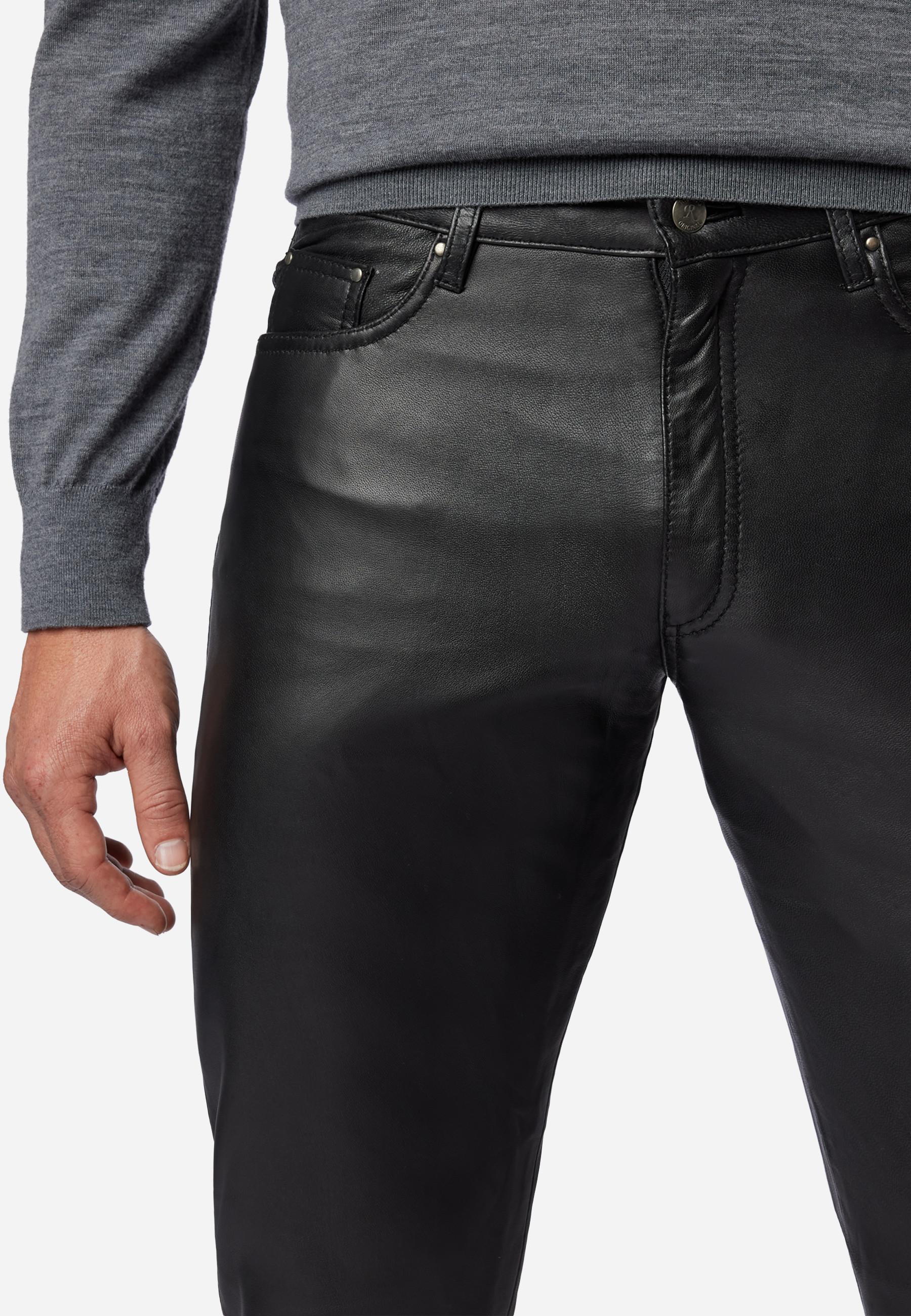 RICANO  Pantaloni in pelle da uomo No. 3 TR Jeans, nello stile classico a 5 tasche, vita regolare. 