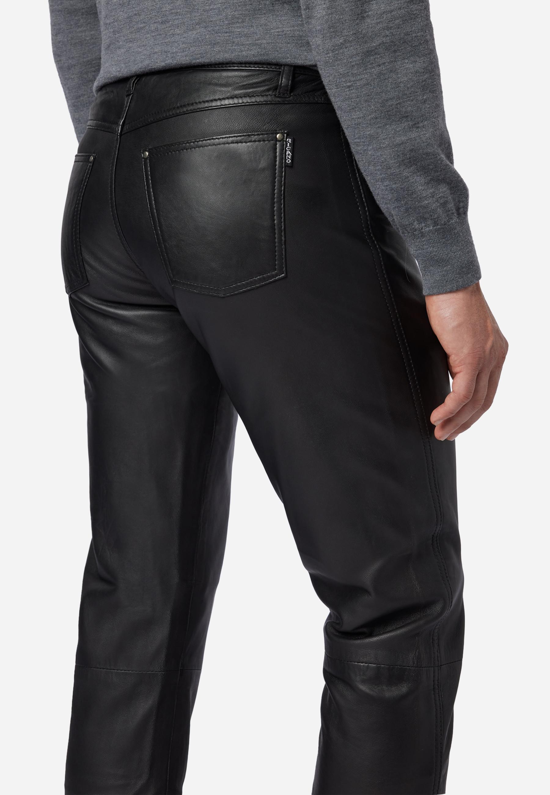 RICANO  Pantaloni in pelle da uomo No. 3 TR Jeans, nello stile classico a 5 tasche, vita regolare. 