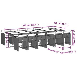 VidaXL Ensemble de salle à manger de jardin rotin synthétique  