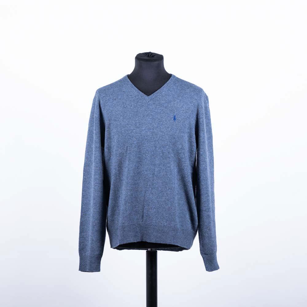 Image of Slim-fit Pullover Mit V-ausschnitt Unisex Blau XL