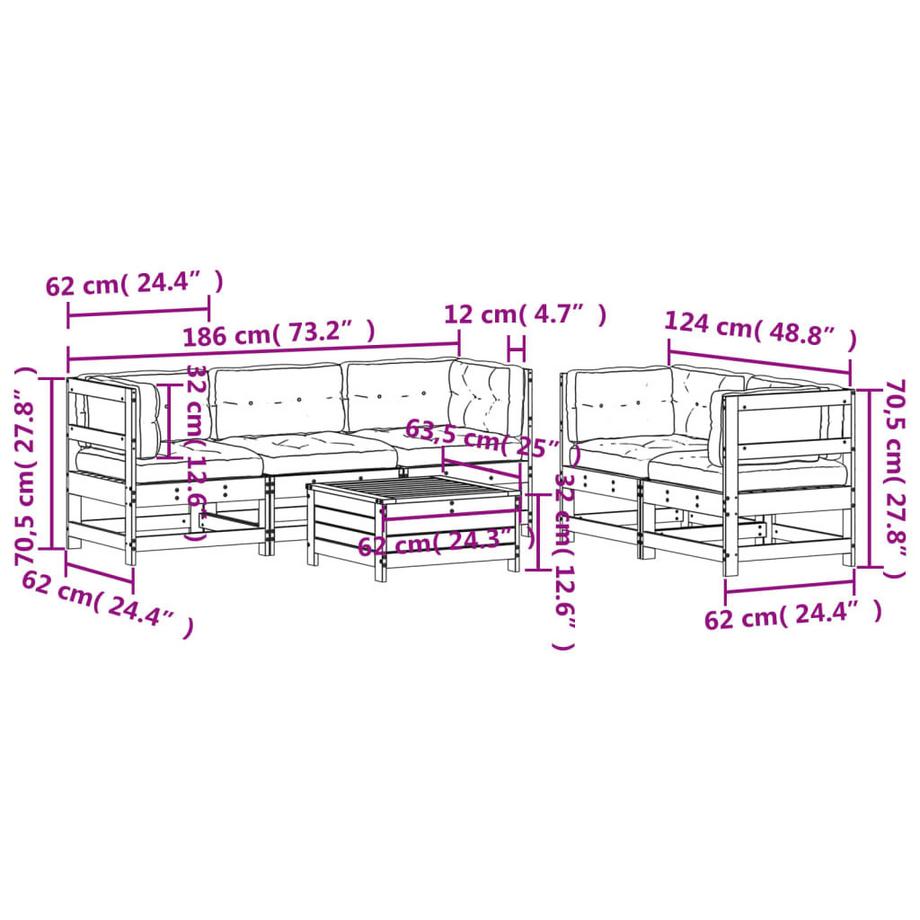 VidaXL set salotto da giardino Legno  