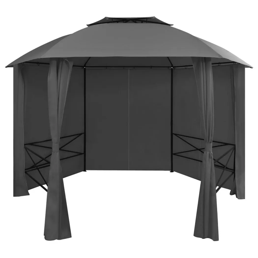 vidaXL Gartenpavillon mit Vorhängen Sechseckig 360x265 cm