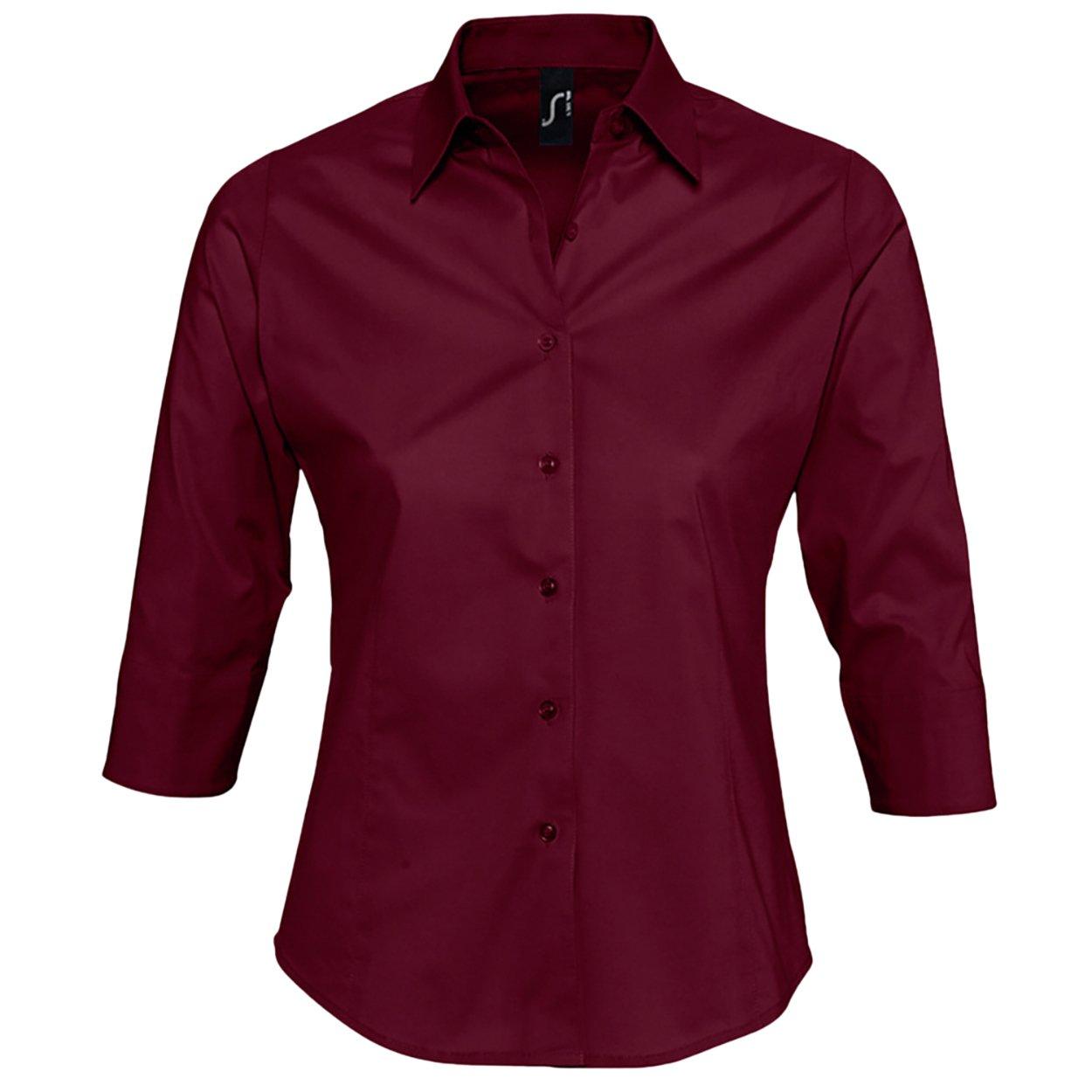 Image of Effect Bluse Arbeitsbluse, 34ärmel Damen Weinrot XS