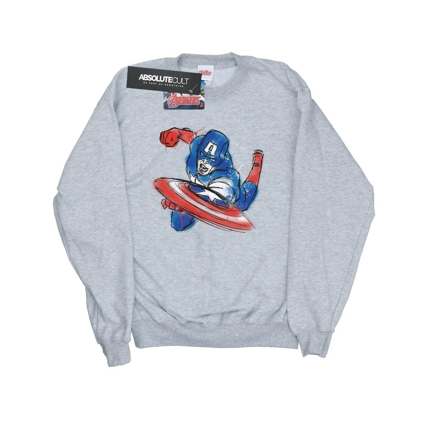 Image of Avengers Captain America Spray Sweatshirt Mädchen Grau 140/146