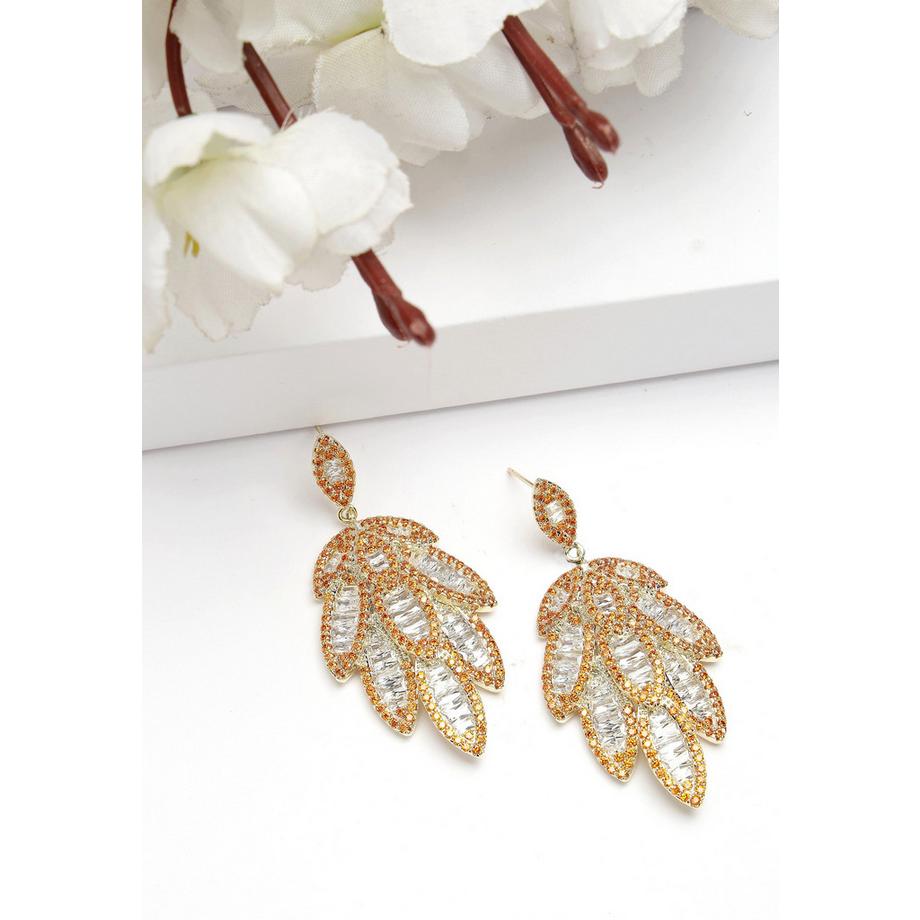 AVANT-GARDE PARIS  Collection Diva Boucles d'oreilles pendantes feuille de saule 