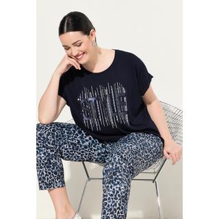 Ulla Popken  T-shirt dal taglio oversize con applicazioni, scollo rotondo e mezze maniche 