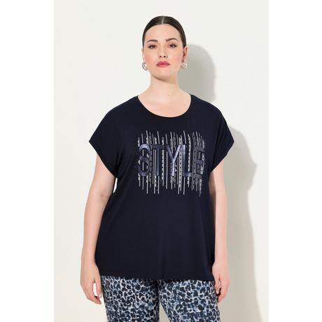 Ulla Popken  T-shirt dal taglio oversize con applicazioni, scollo rotondo e mezze maniche 