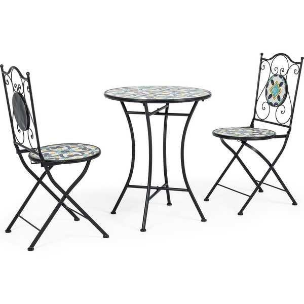 mutoni Ensemble bistrot de jardin Positano table et 2 chaises pliantes  