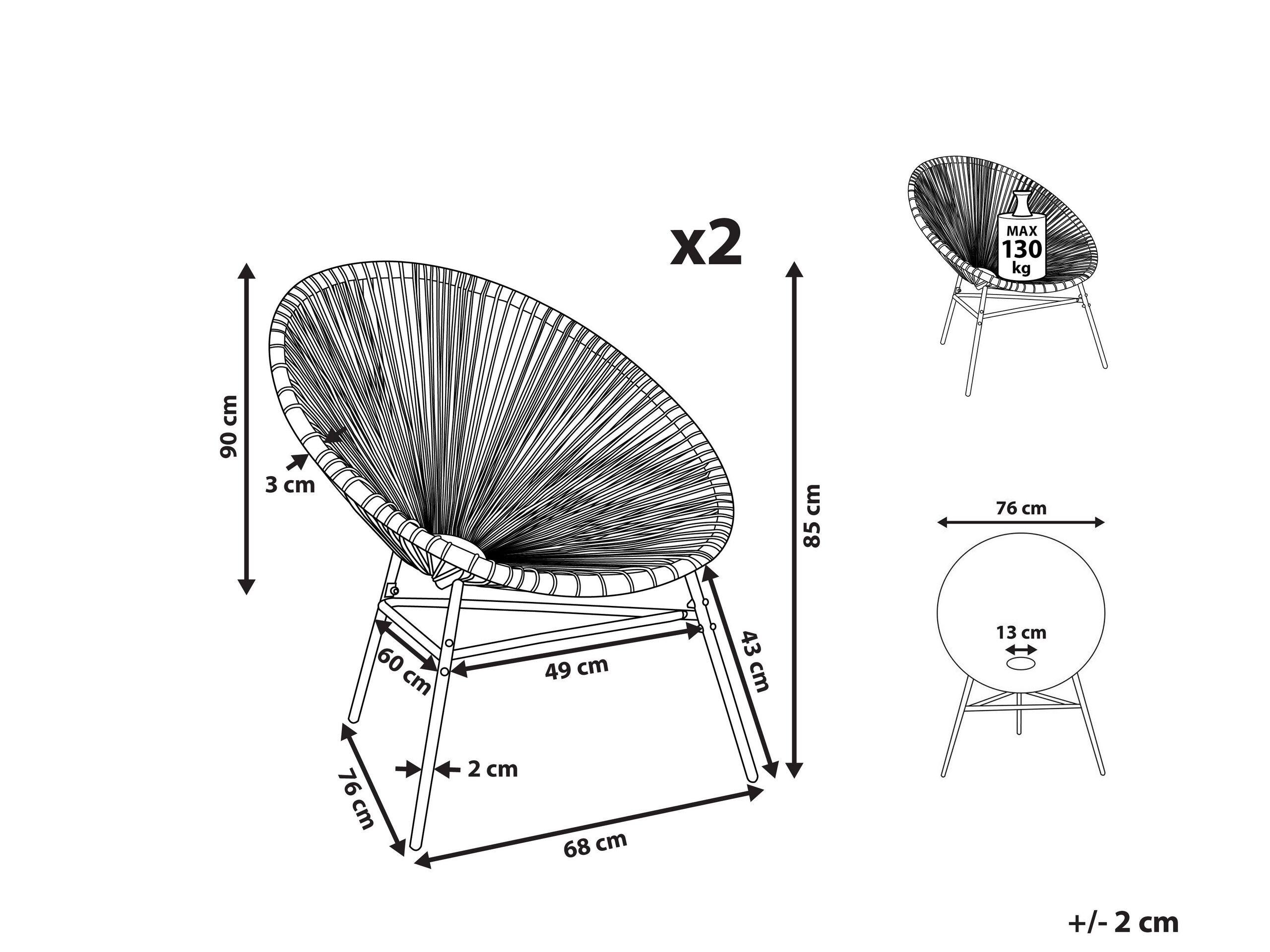 Beliani Set mit 2 Stühlen aus PE Rattan Modern ACAPULCO  